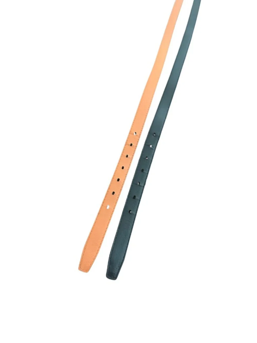 Set of 2 Women’s Skinny Belts: Tan & Black (Length 115cm)